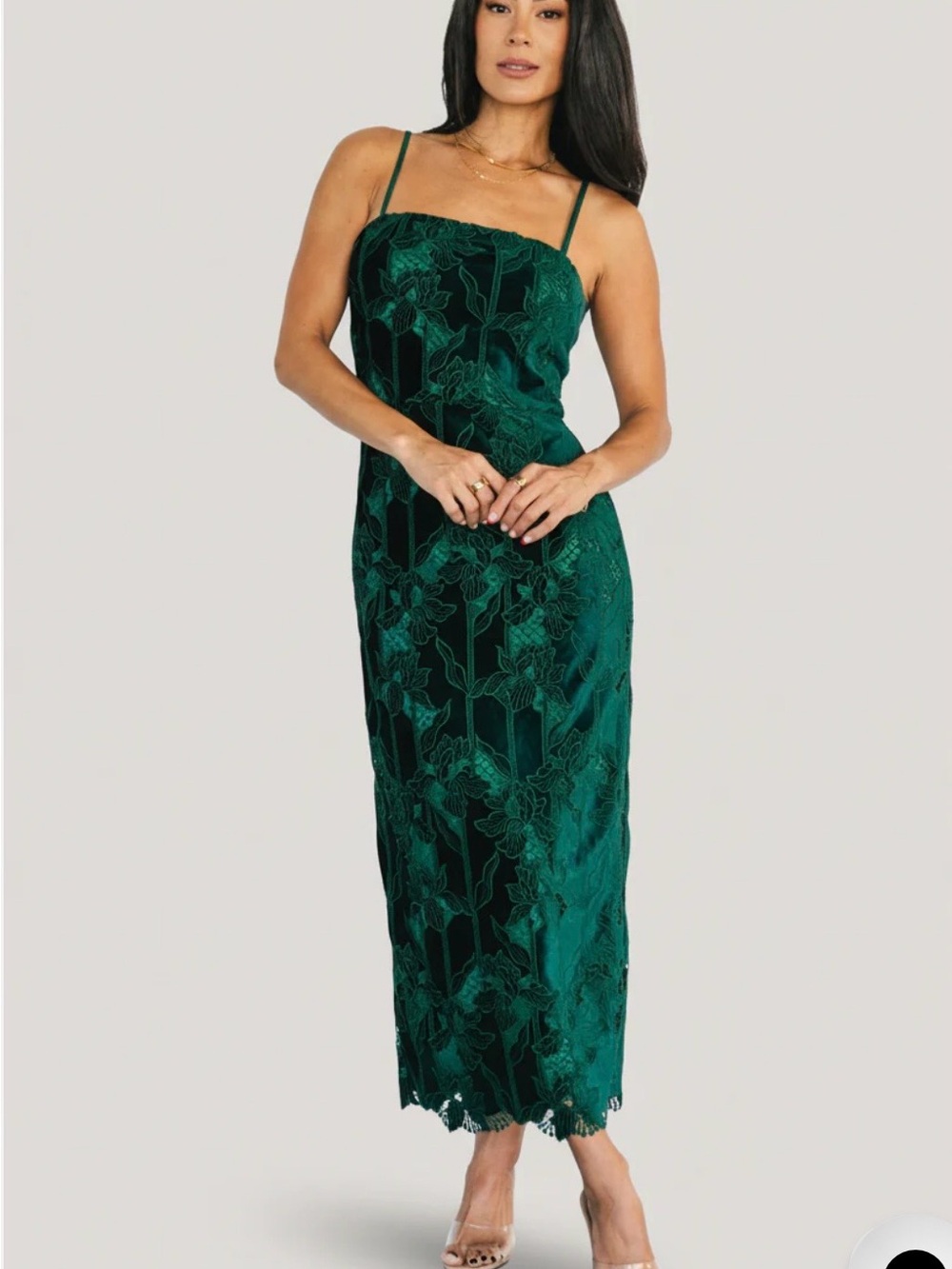 Baltic Born Emerald Green Lace Slip Maxi Dress